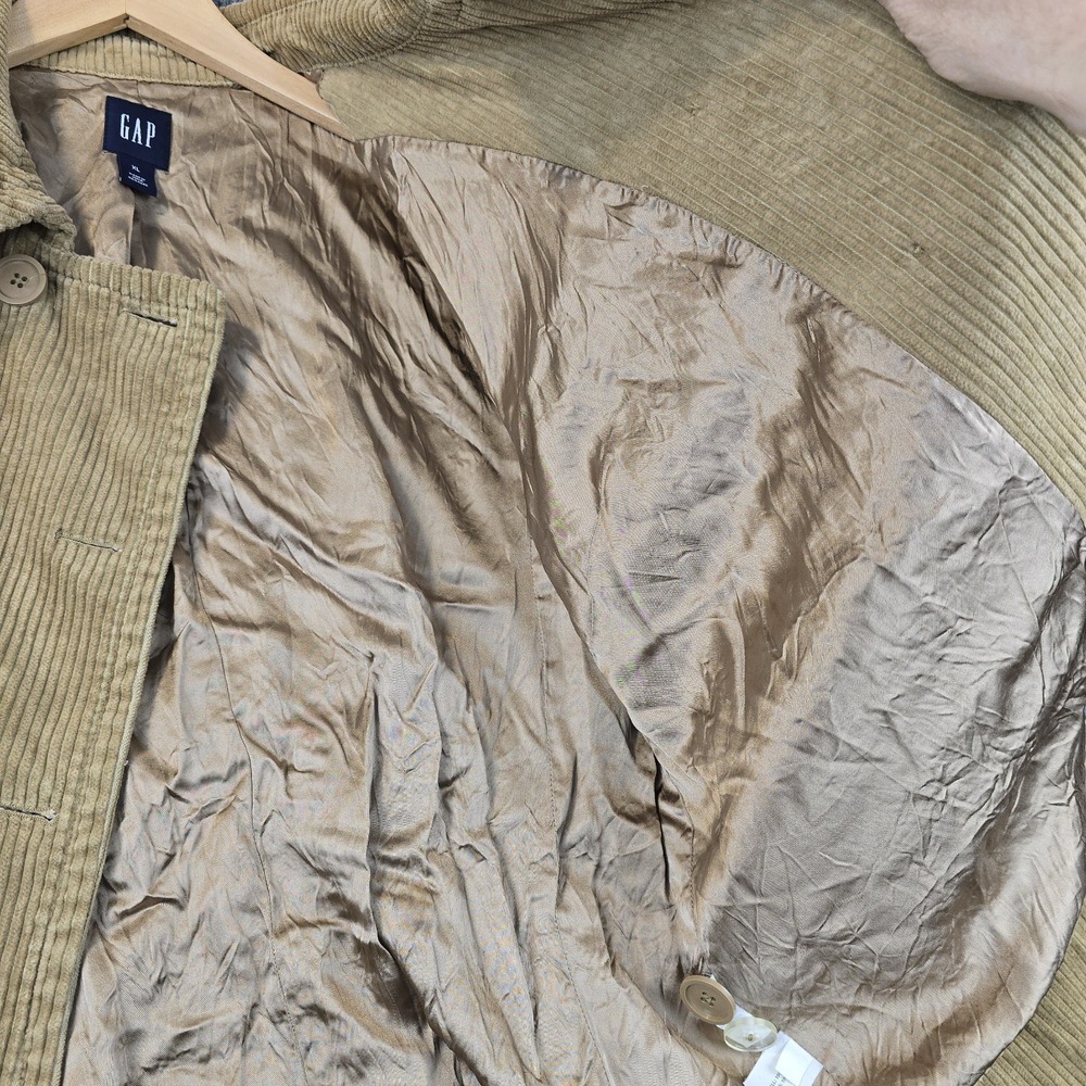 Vintage 2004 GAP Women's Corduroy Peacoat Jacket XL Tan Double-Breasted - Picture 6 of 13